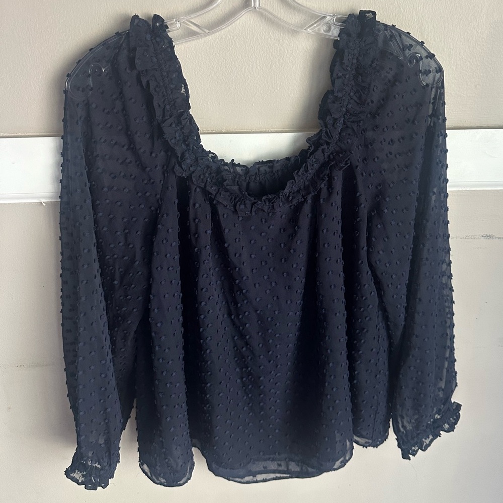 J. Crew Navy Textured Blouse Size L